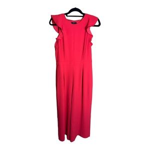 J. Crew Sleeveless Ruffle jumpsuit in bright cerise red Size 8